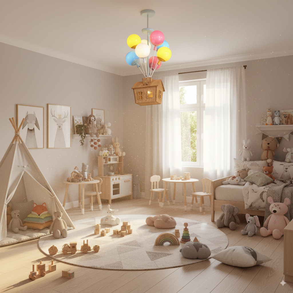 AuroraNest Balloon Ceiling Light With Remote Dimmer for Kids