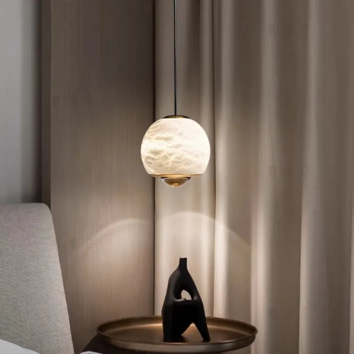 LumaMarble Alabaster Pendant Light With Marble Base