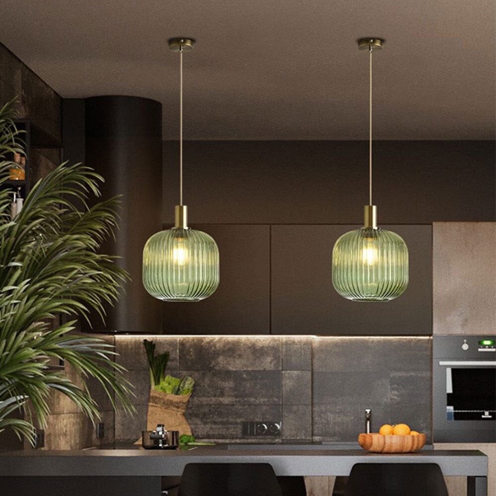 Lyra Fluted Glass Pendant Lights for Nordic Kitchen and Bedroom Ambience