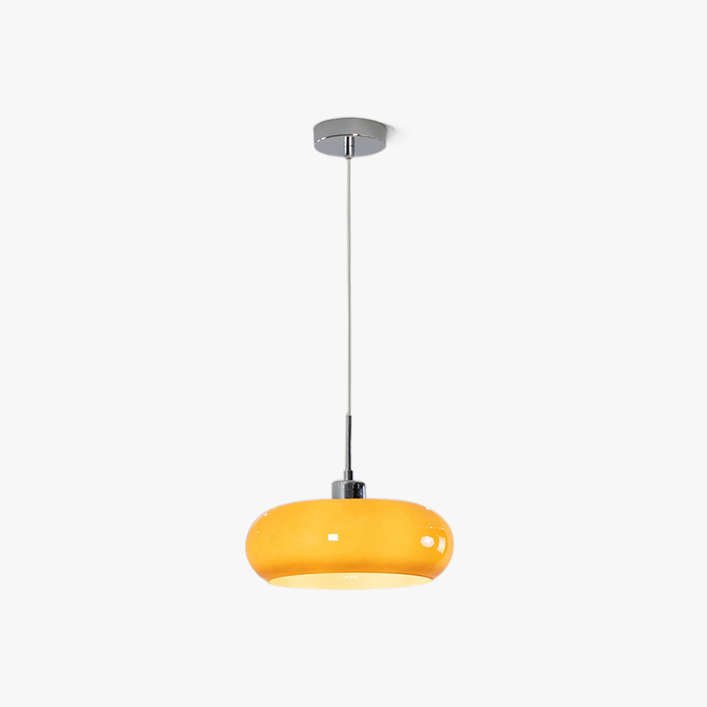 LumaNova Glass Pendant Light With Orange And White Shade Dimmable Modern Design