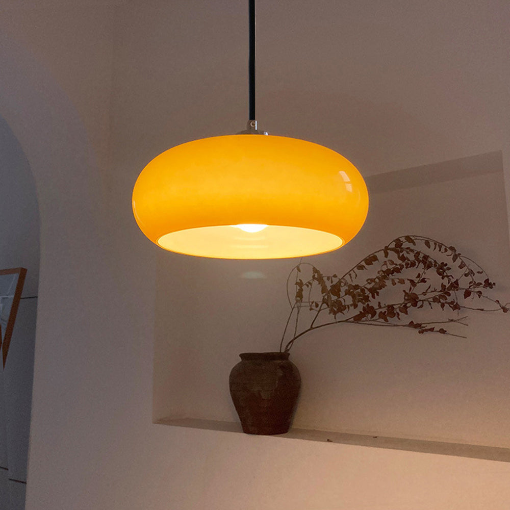 LumaNova Glass Pendant Light With Orange And White Shade Dimmable Modern Design
