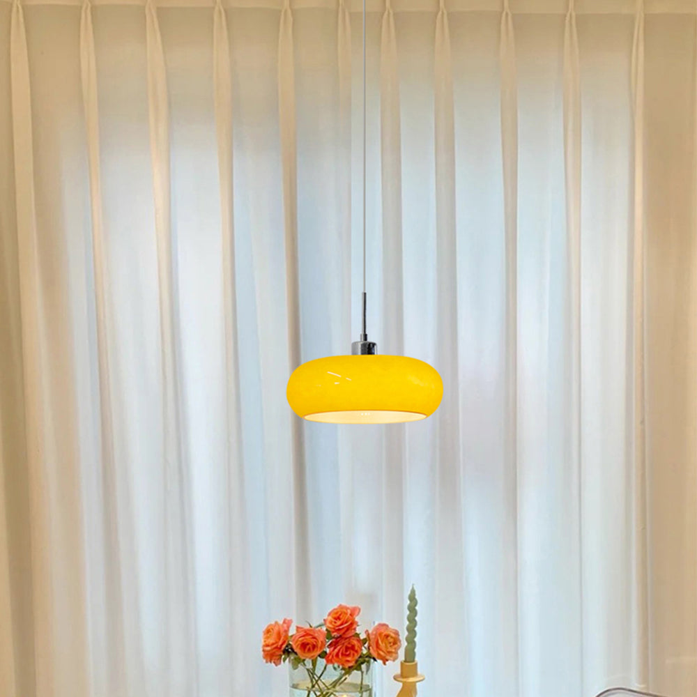 LumaNova Glass Pendant Light With Orange And White Shade Dimmable Modern Design