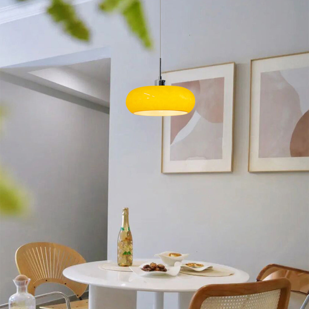 LumaNova Glass Pendant Light With Orange And White Shade Dimmable Modern Design