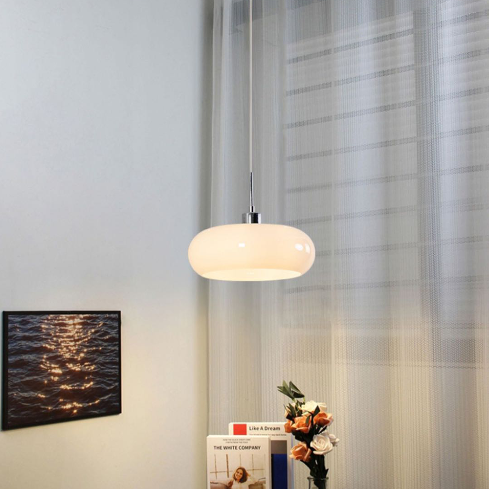 LumaNova Glass Pendant Light With Orange And White Shade Dimmable Modern Design