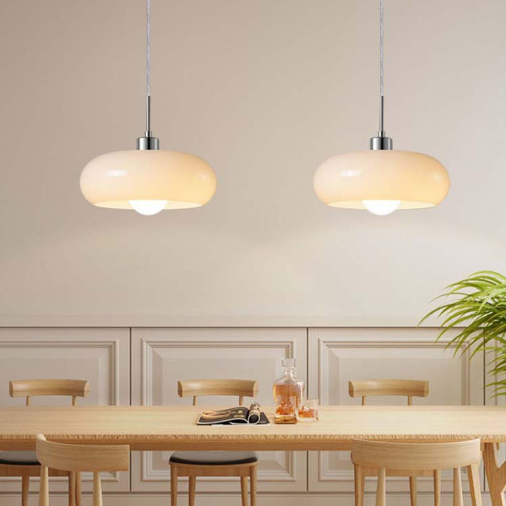LumaNova Glass Pendant Light With Orange And White Shade Dimmable Modern Design