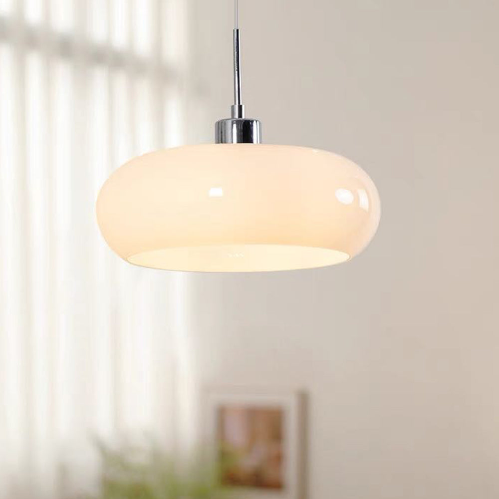 LumaNova Glass Pendant Light With Orange And White Shade Dimmable Modern Design