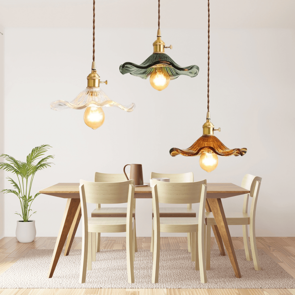 Lyra Glass Pendant Lights With Nordic Floral Motifs