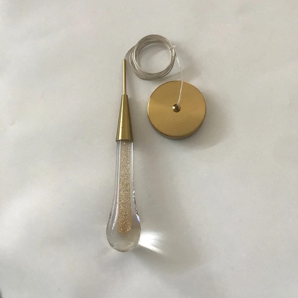 Auric Golden Droplet Pendant Lights with Crystal Finish