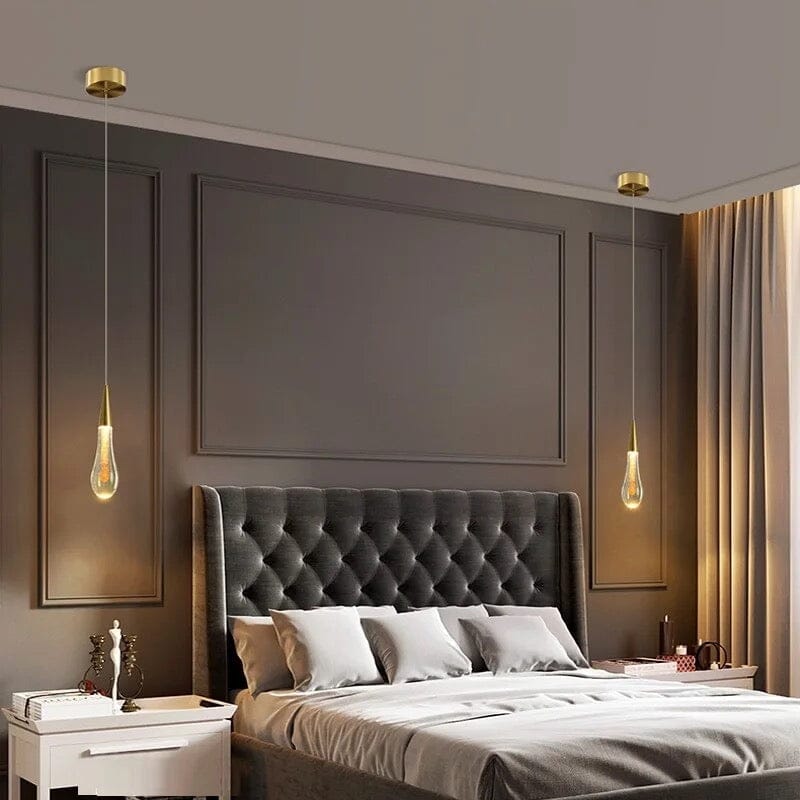 Auric Golden Droplet Pendant Lights with Crystal Finish