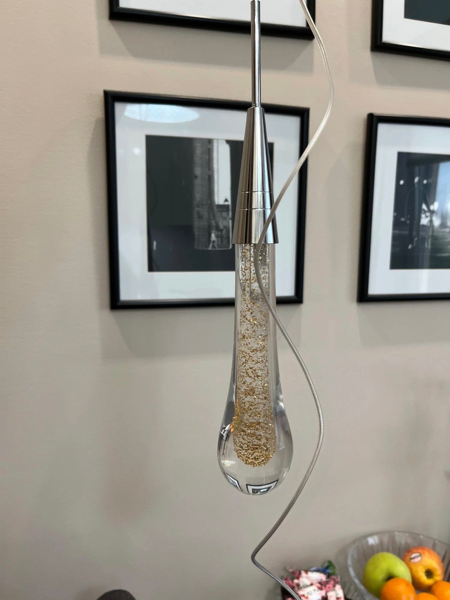 Auric Golden Droplet Pendant Lights with Crystal Finish