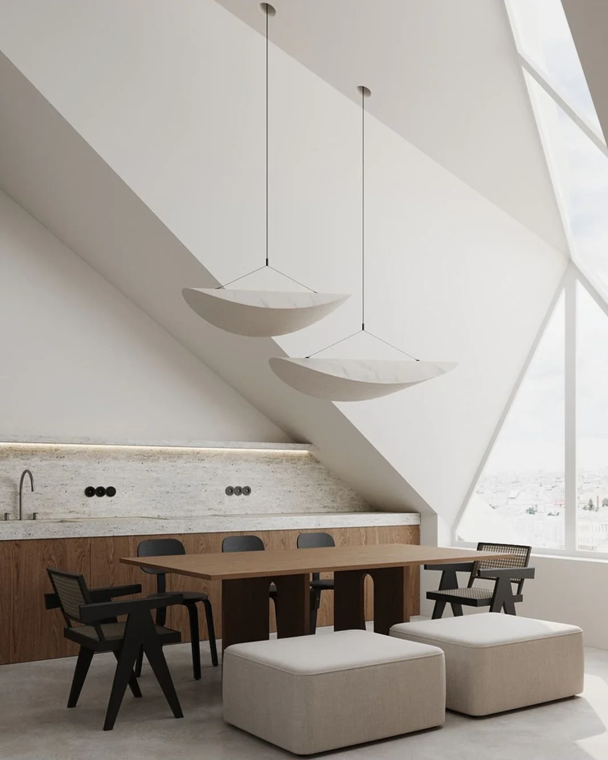 Kirrea Japandi LED Pendant Light In Synthetic Silk And Metal Dimmable