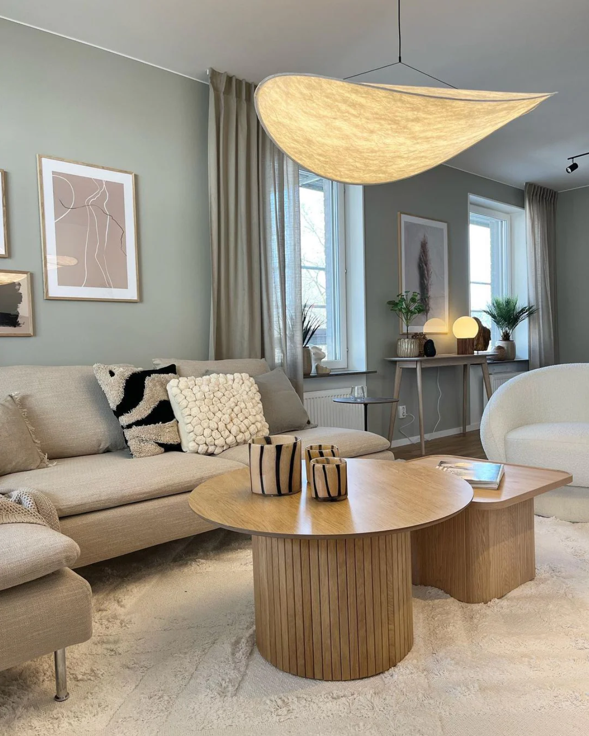 Kirrea Japandi LED Pendant Light In Synthetic Silk And Metal Dimmable