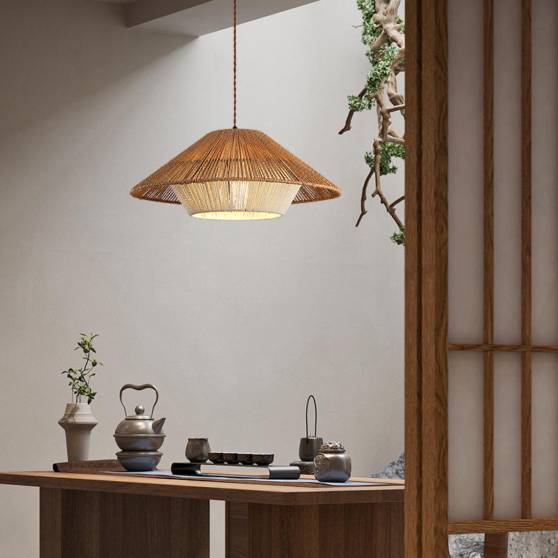 LumaVale Zen Wicker Pendant Light With Soft Glow E27 Socket