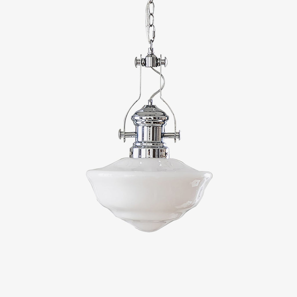 Lyra Schoolhouse Glass and Metal Pendant Light in Modern Style