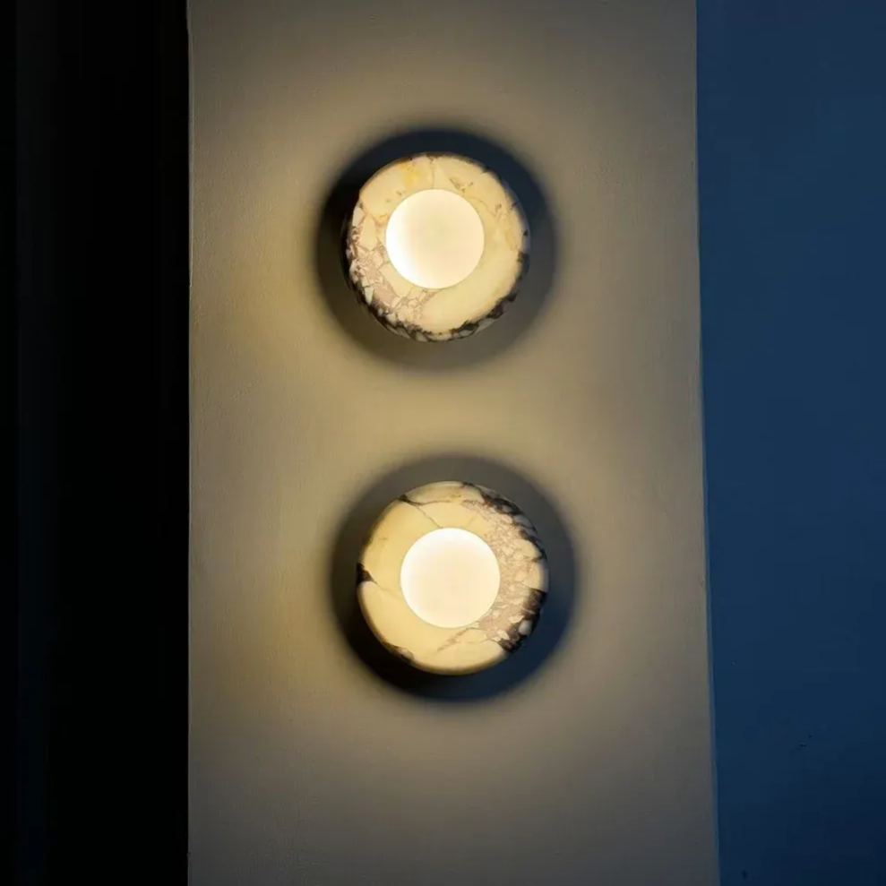 Elara Round Marble Wall Light With Soft Frosted Glow For Any Room
