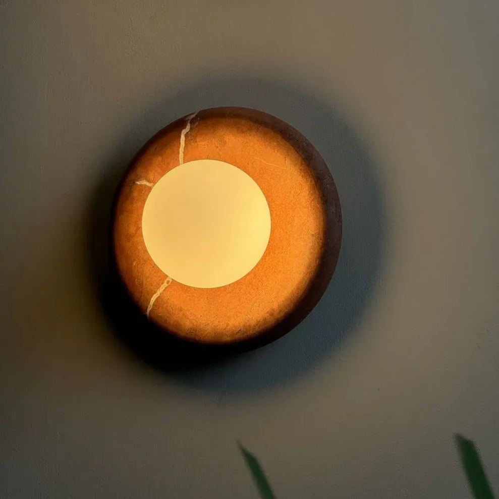 Elara Round Marble Wall Light With Soft Frosted Glow For Any Room