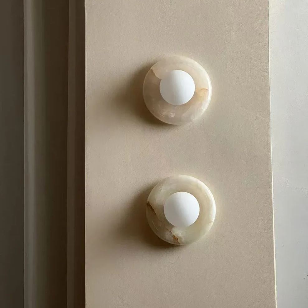 Elara Round Marble Wall Light With Soft Frosted Glow For Any Room