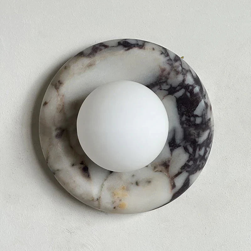 Elara Round Marble Wall Light With Soft Frosted Glow For Any Room