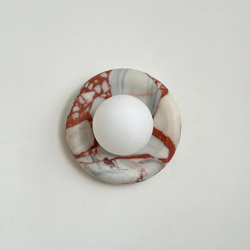 Elara Round Marble Wall Light With Soft Frosted Glow For Any Room