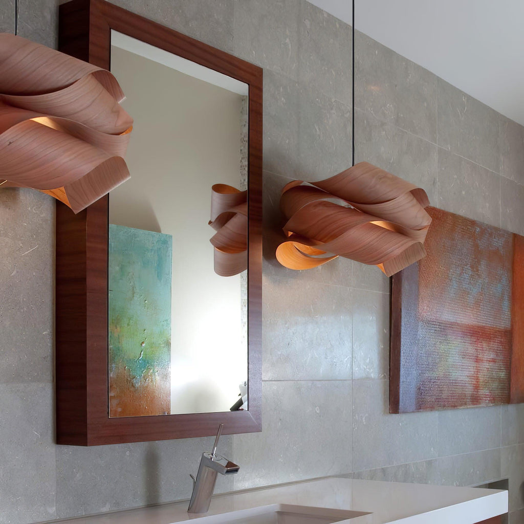 AuroraCraft Wood and Metal Pendant Light With Warm Glow