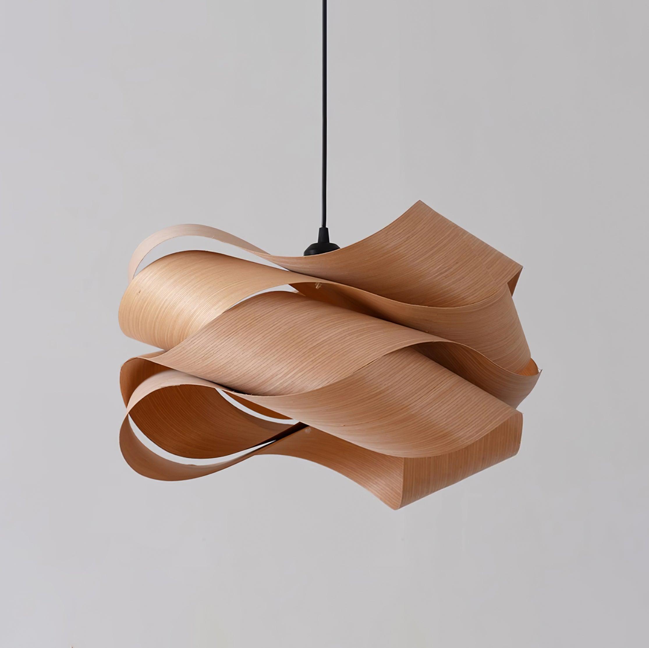 AuroraCraft Wood and Metal Pendant Light With Warm Glow