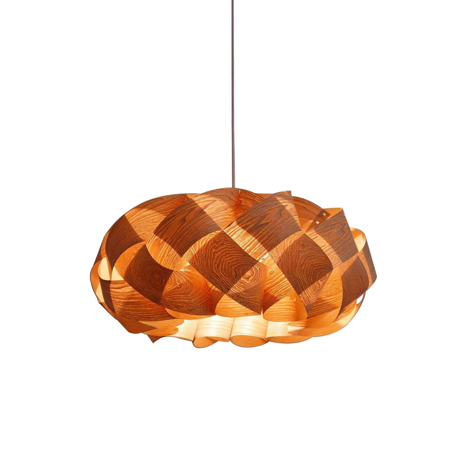 AuroraCraft Wood and Metal Pendant Light With Warm Glow