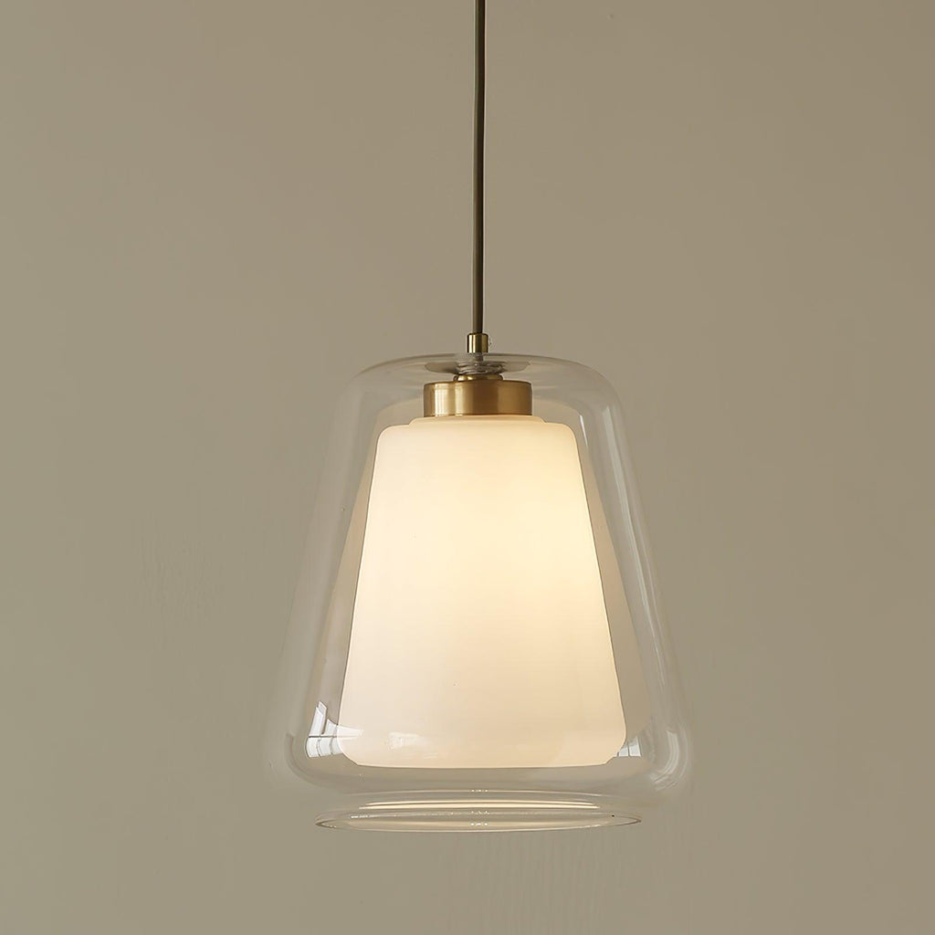 NovaLume Glass Pendant Light With Metal Base And LED