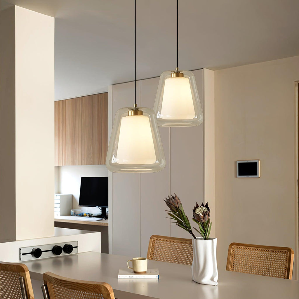 NovaLume Glass Pendant Light With Metal Base And LED