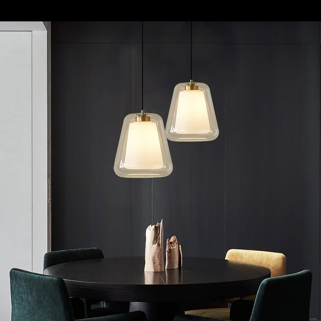 NovaLume Glass Pendant Light With Metal Base And LED