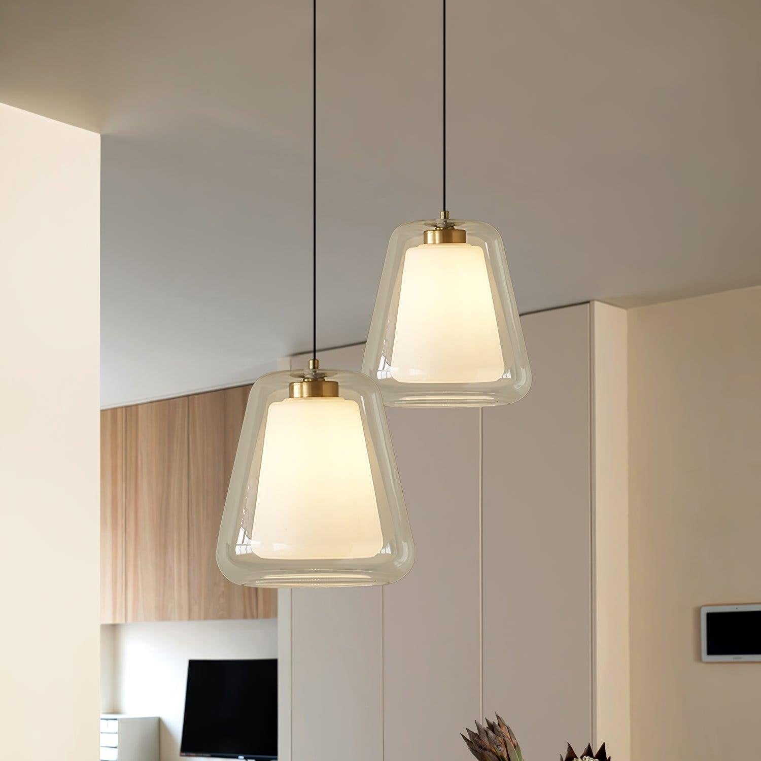 NovaLume Glass Pendant Light With Metal Base And LED