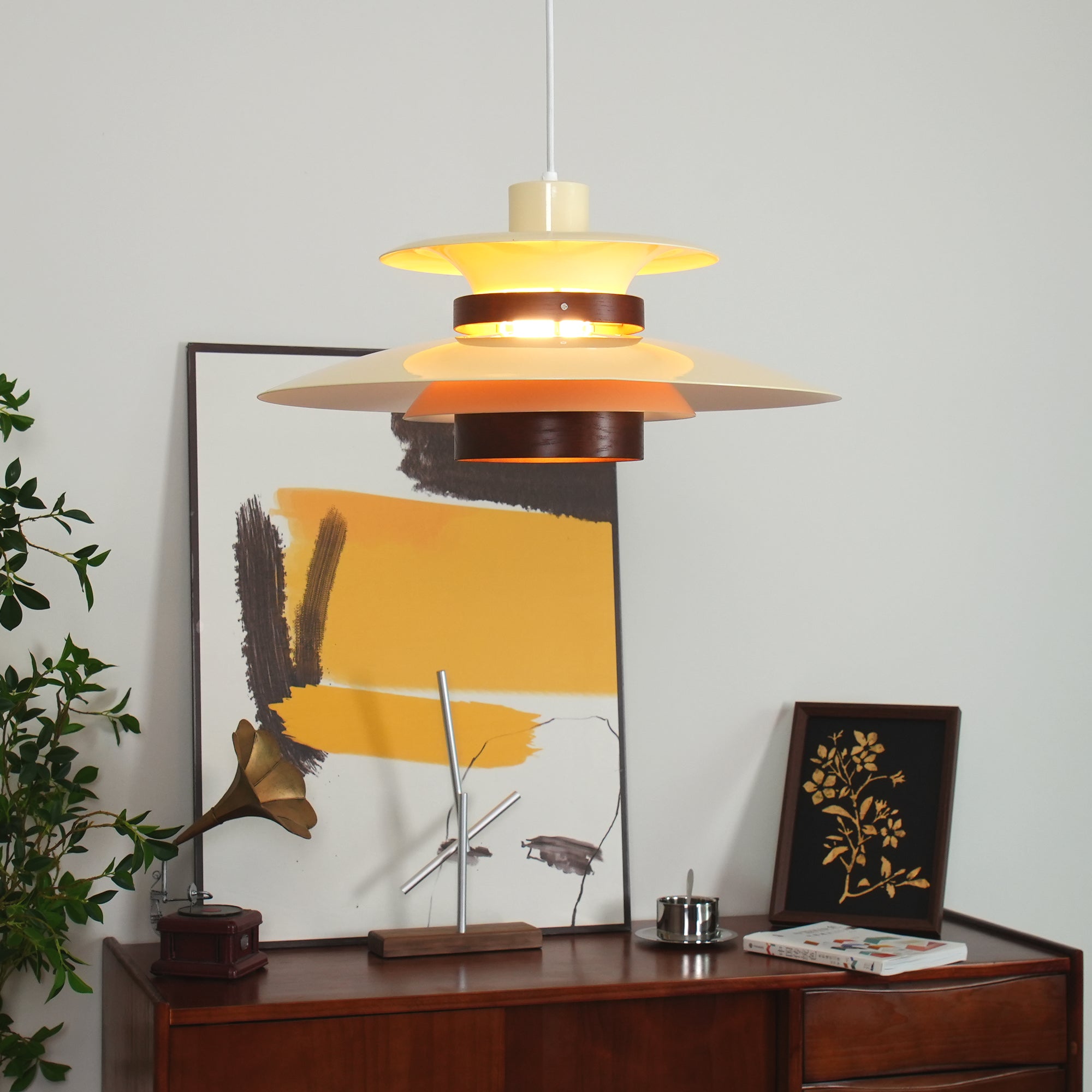 Aurelian Wood and Metal LED Pendant Light for Warm Ambience