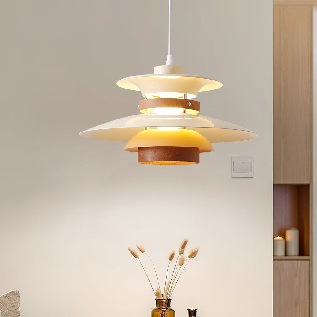 Aurelian Wood and Metal LED Pendant Light for Warm Ambience