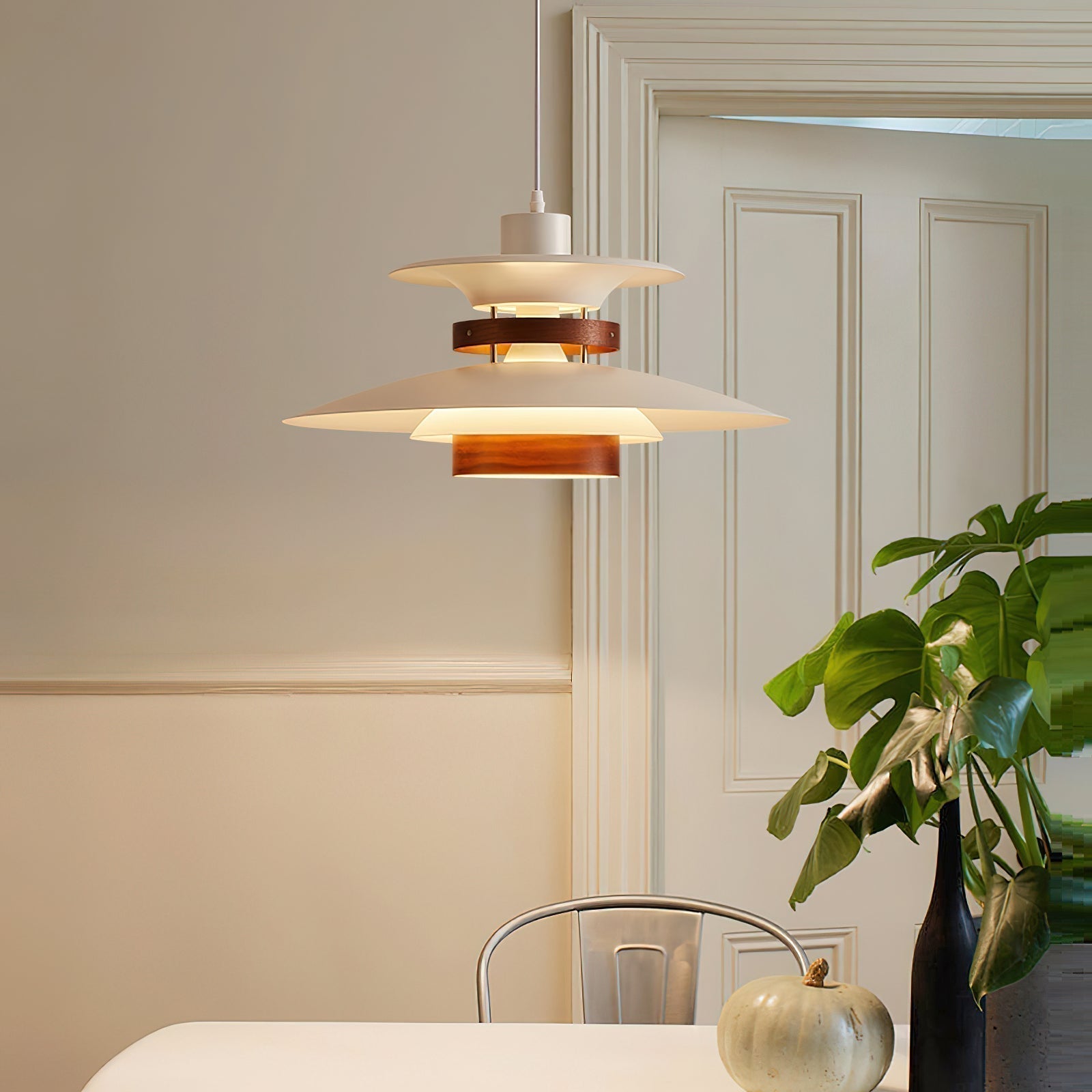 Aurelian Wood and Metal LED Pendant Light for Warm Ambience