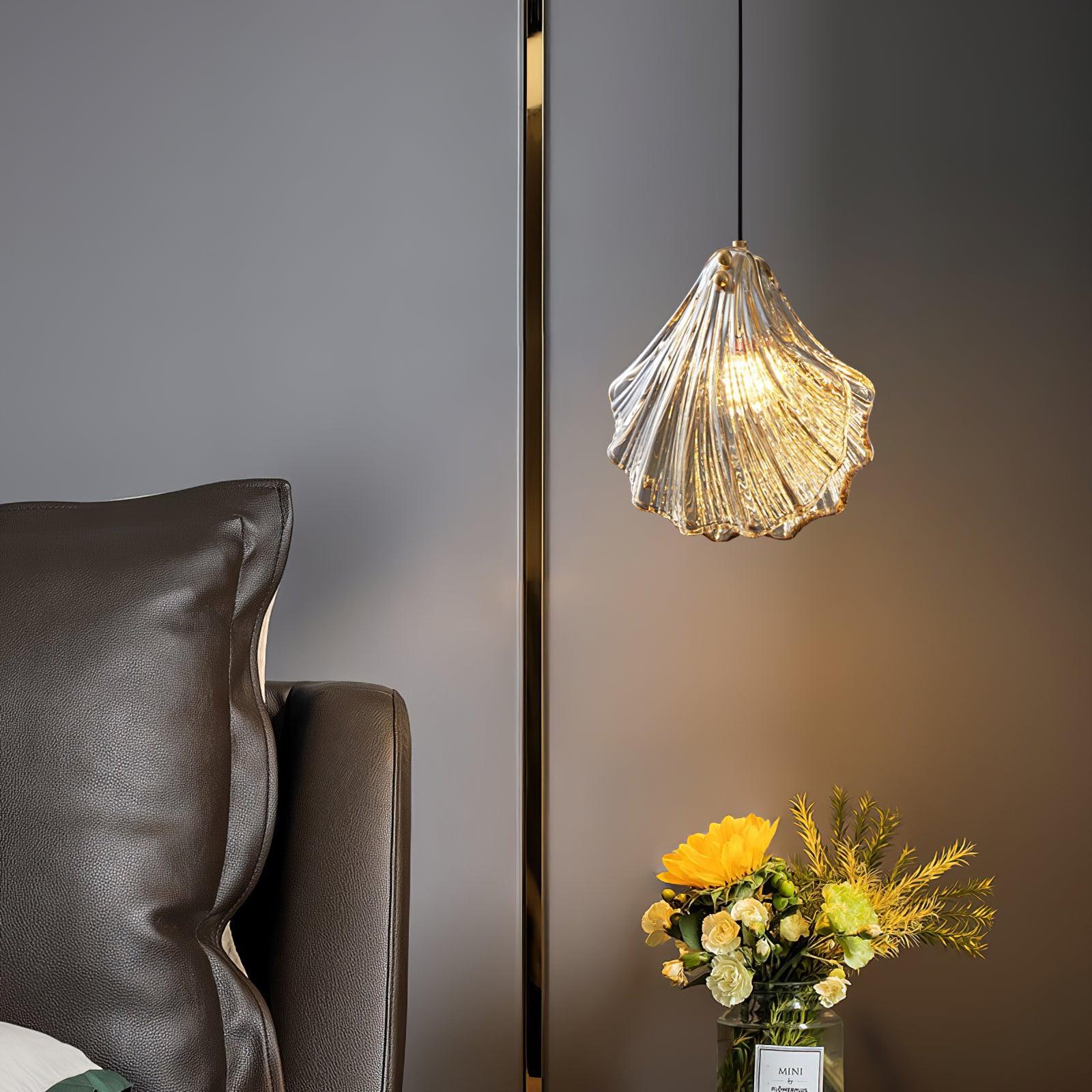 CoveShell Glass and Brass Mini Shell Pendant Light