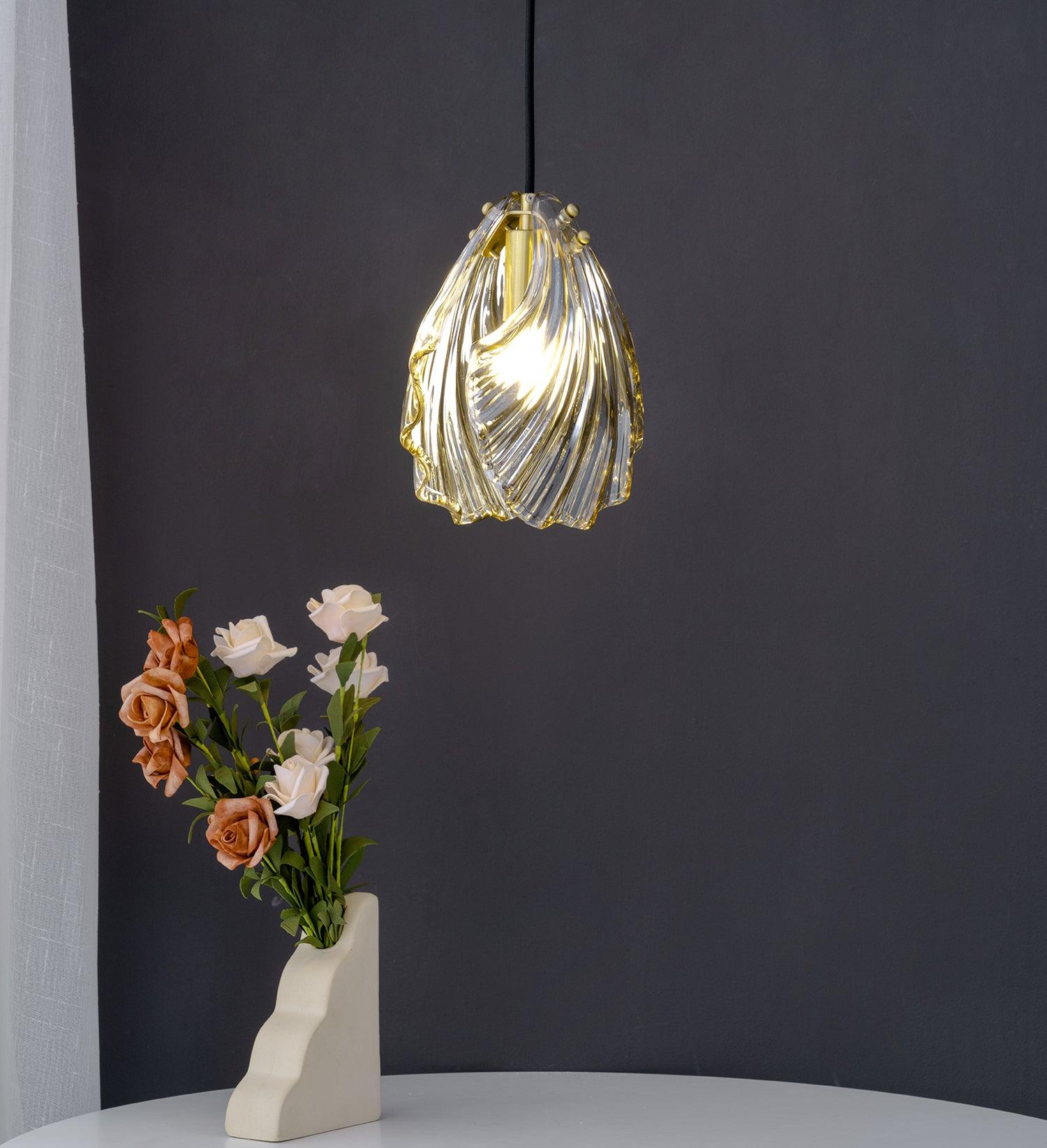 CoveShell Glass and Brass Mini Shell Pendant Light