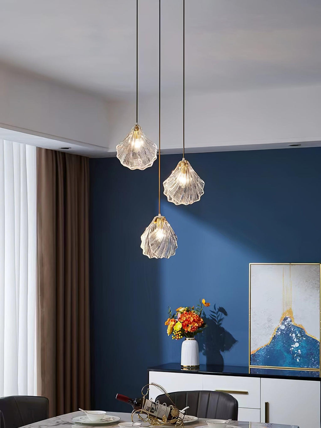 CoveShell Glass and Brass Mini Shell Pendant Light