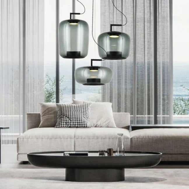 Lunara Glass and Aluminum Pendant Light for Kitchen and Dining