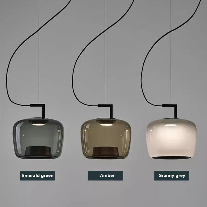 Lunara Glass and Aluminum Pendant Light for Kitchen and Dining