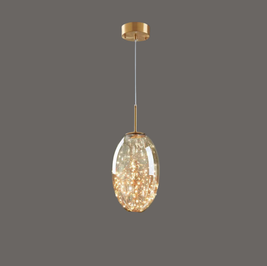 AureaLume Glass and Brass Pendant Light for Living Room