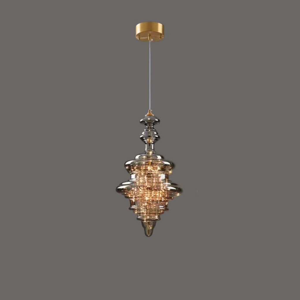 AureaLume Glass and Brass Pendant Light for Living Room