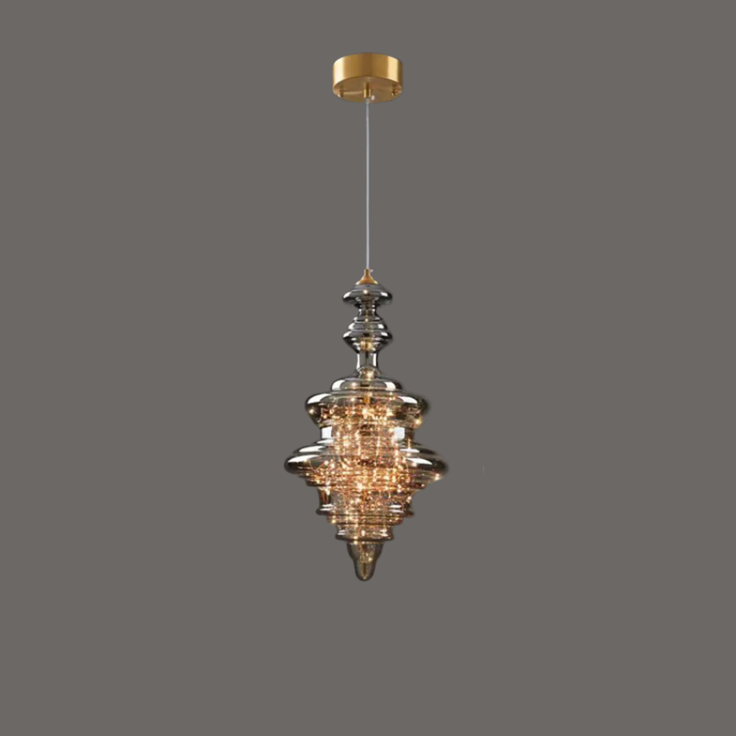 AureaLume Glass and Brass Pendant Light for Living Room