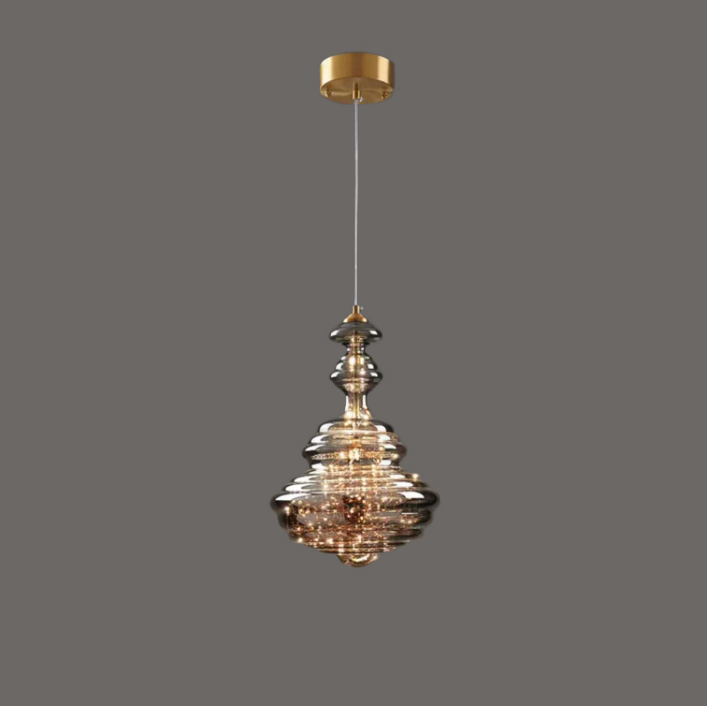 AureaLume Glass and Brass Pendant Light for Living Room