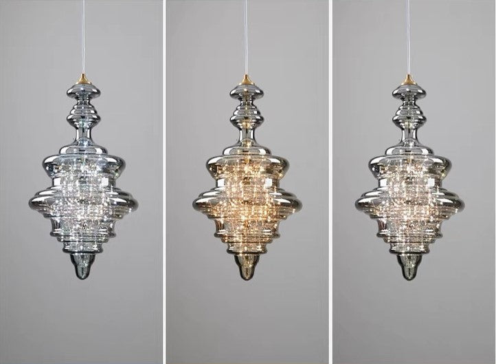 AureaLume Glass and Brass Pendant Light for Living Room
