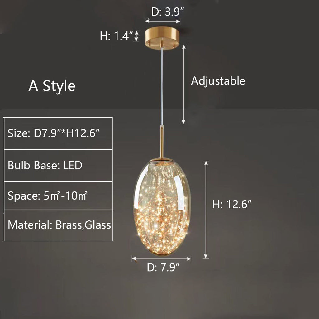AureaLume Glass and Brass Pendant Light for Living Room