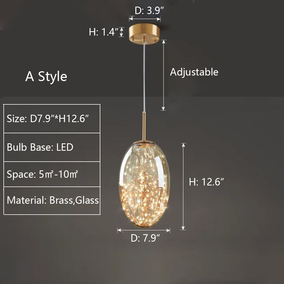 AureaLume Glass and Brass Pendant Light for Living Room