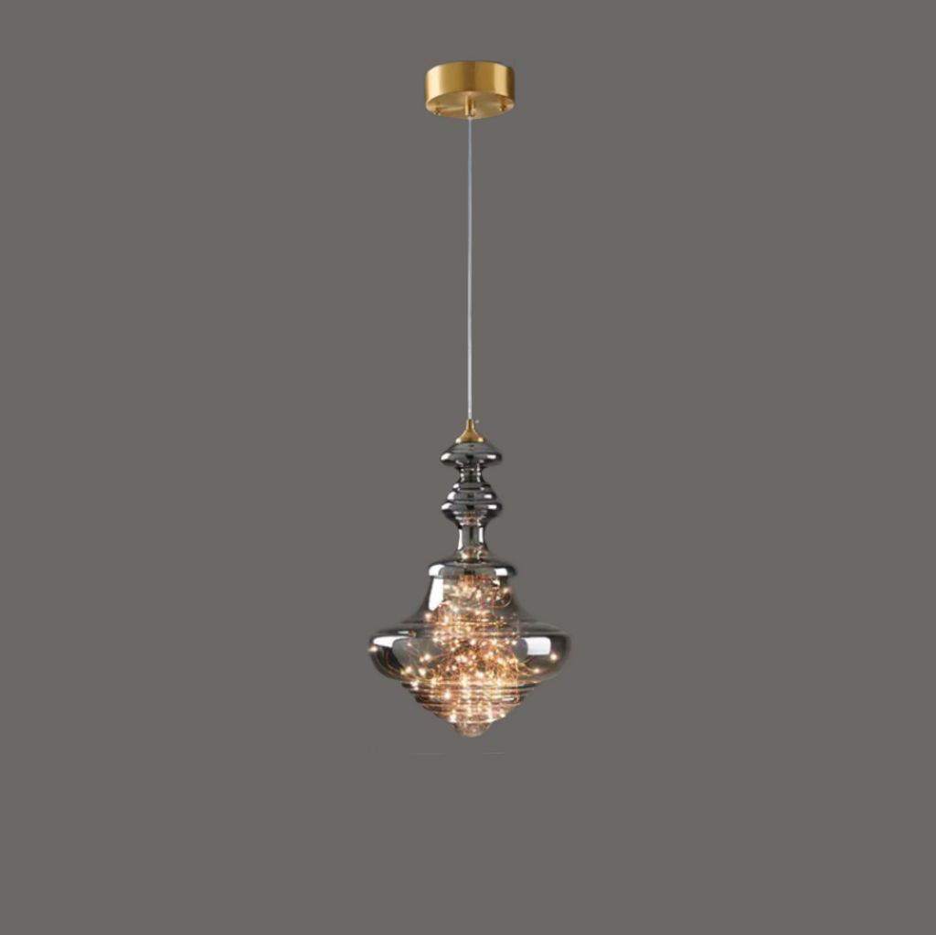 AureaLume Glass and Brass Pendant Light for Living Room
