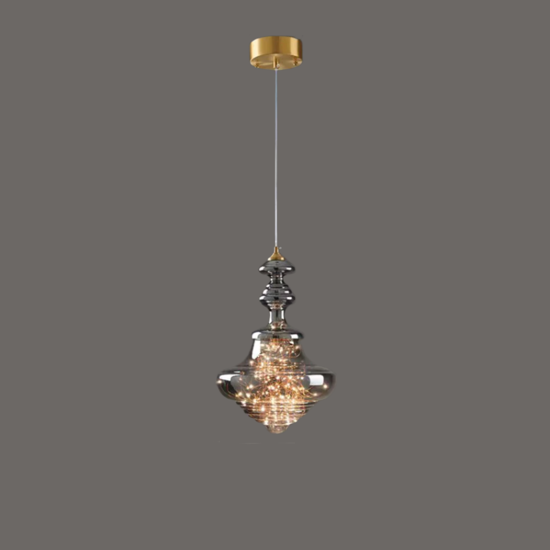 AureaLume Glass and Brass Pendant Light for Living Room