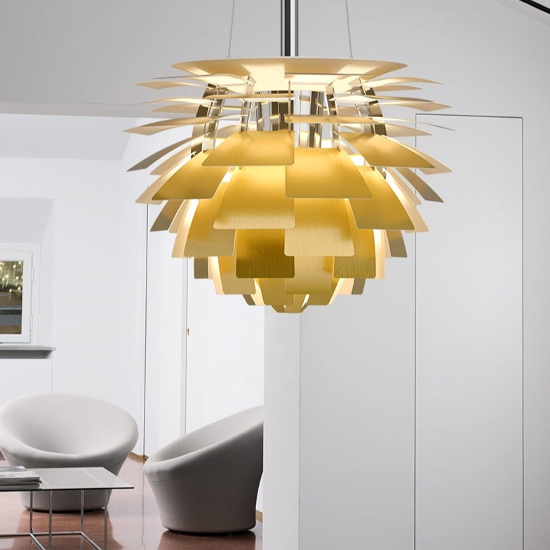 Lyra Artichoke Aluminum Brass Pendant Light LED Sculpture