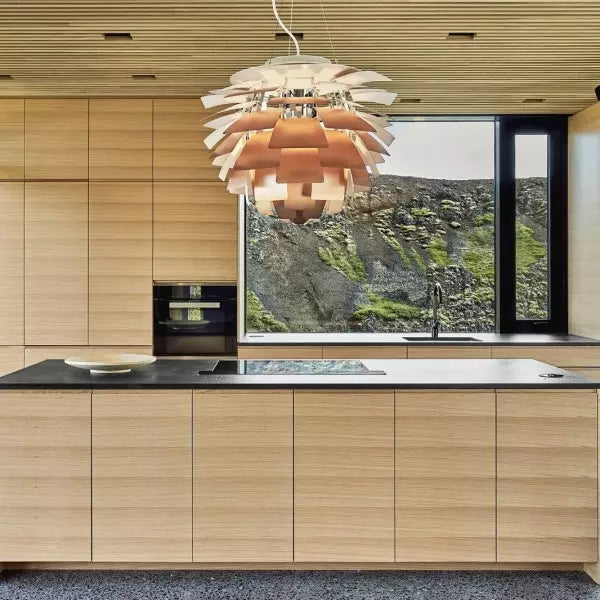Lyra Artichoke Aluminum Brass Pendant Light LED Sculpture