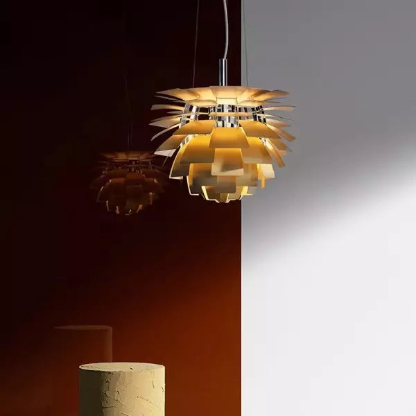 Lyra Artichoke Aluminum Brass Pendant Light LED Sculpture
